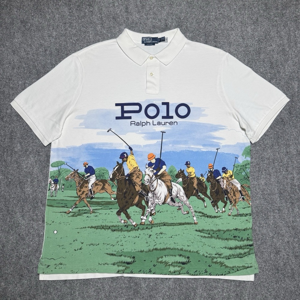 Polo Ralph Lauren Classic Fit Men XL Match Club Scenic Graphic Polo Equestrian